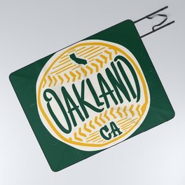 Hand Drawn Baseball for Oakland California with custom Lettering Picnic Blanket