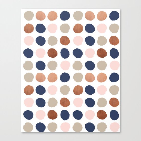 Rose Gold navy copper sparkle modern dots polka dots rosegold trendy pattern cell phone accessories Canvas Print