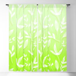White Leaves on a Green Background Pattern Blackout Curtain
