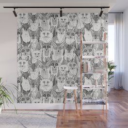 just foxes black soft white Wall Mural