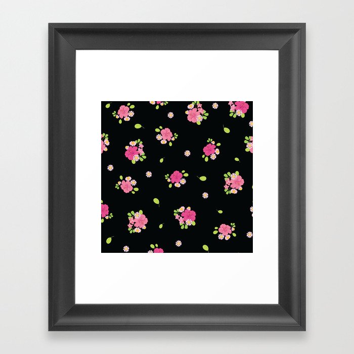 Big Pink Floral Trendy Elegant Collection Framed Art Print