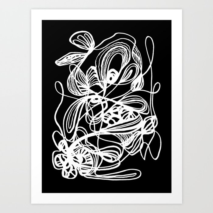 Overgrown Abstract Flower Inverse Art Print