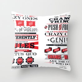 Steve Jobs "Here's to the crazy ones" quote print Throw Pillow