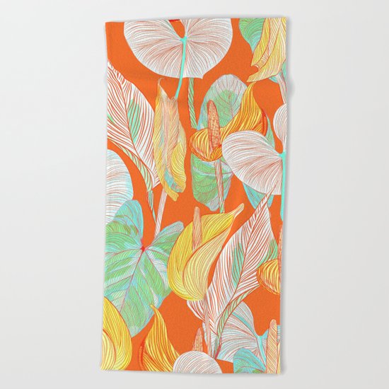 Lush Lily - orange zest Beach Towel
