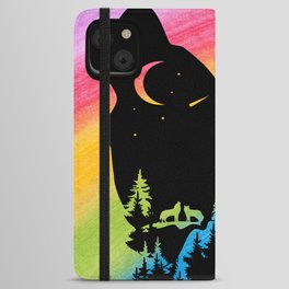 Wolf Silhouette with Rainbow iPhone Wallet Case