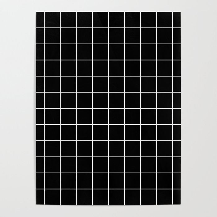 Grid Pattern Line Stripe Black and White Minimalist Geometric Stripes Lines Drawing Poster