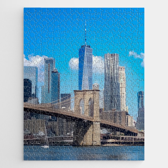 Brooklyn Bridge and Manhattan skyline in New York City Jigsaw Puzzle