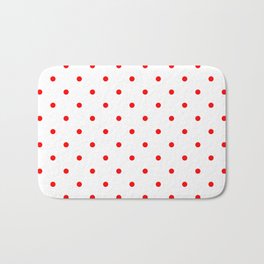 Red Polka Dots on White Bath Mat | Digital, Rossi, Graphicdesign, Pois, Pattern, Rouges, Rojos, Lunares 