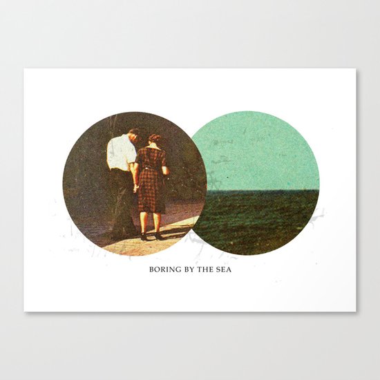 Boring by The Sea | Collage Canvas Print