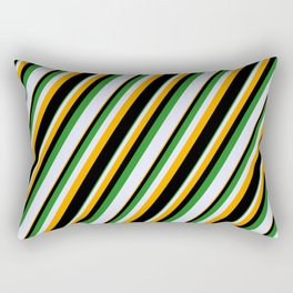 [ Thumbnail: Forest Green, Lavender, Orange & Black Colored Striped Pattern Rectangular Pillow ]