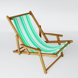 [ Thumbnail: Green & Light Cyan Colored Lines Pattern Sling Chair ]