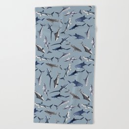 SHARKS PATTERN (LIGHT BLUE) Beach Towel