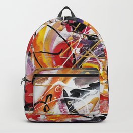 Finding the Truth Backpack | Vibrant, Black, Complex, Red, Free Hand, Spontaneous, Lilac, Intriguing, Bright, Gold 