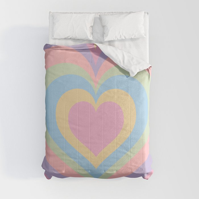 Funky Groovy Danish Pastel Retro Heart Comforter