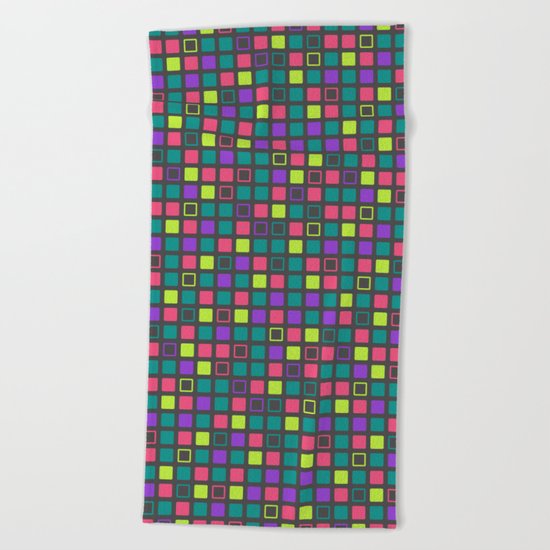 Night On The Town Square Pattern Beach Towel