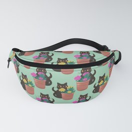 Black Cats and Flower Pots Fanny Pack