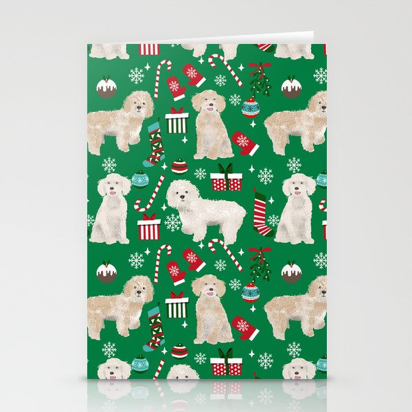 Cockapoo dog breed christmas holiday pet portrait pattern gifts Stationery Cards