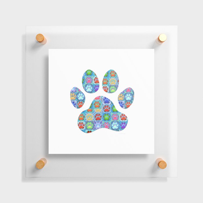 Patchwork Paw - Cute Colorful Dog Paw Art Floating Acrylic Print