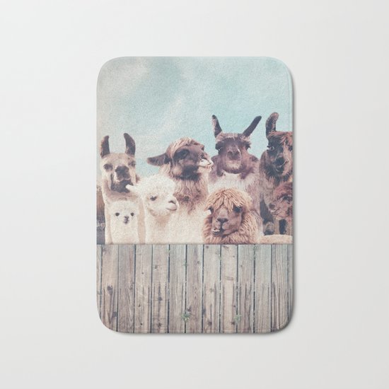 NEVER STOP EXPLORING - HAPPY FAMILY - ALPACA & LLAMA Bath Mat