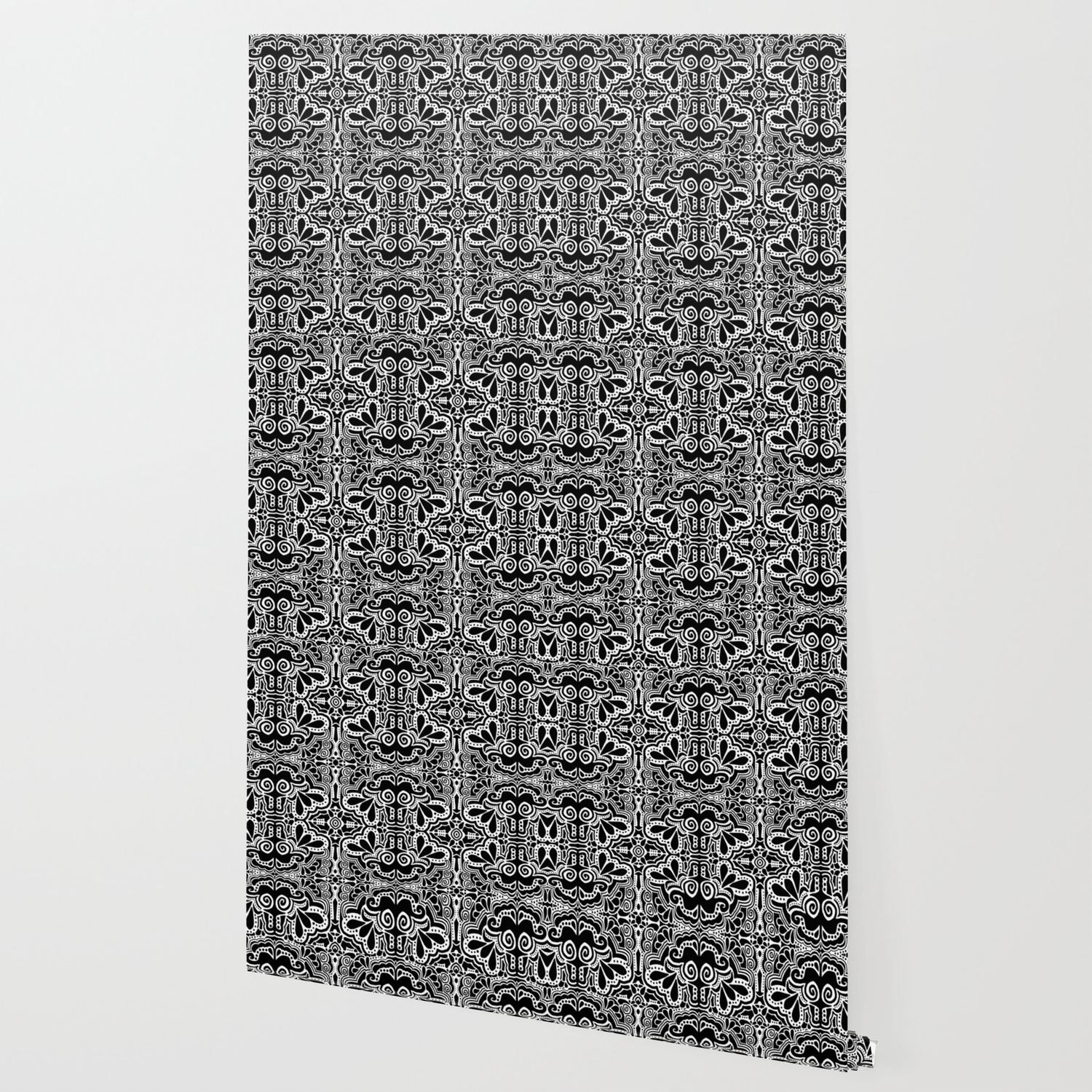 Black White Damask Abstract Wallpaper By Decampstudios Society6