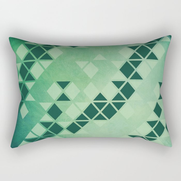 Forest Green -  Geometric Triangle Pattern Rectangular Pillow