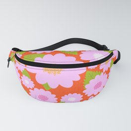 Pretty Pink Summer Flowers On Red Fanny Pack
