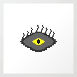 Eye Art Print | Pixeleyes, Theeye, Yellow, Halloween, Monstereyedesign, Monsterposter, Devileye, Eyeilluminati, Illuminate, Monster 