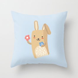 Flower Bunny Throw Pillow