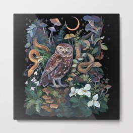 Owl and Snakes Mushroom forest Metal Print
