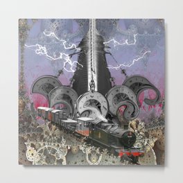Steampunk Time Machine Metal Print | Landscape, Science Fiction, Color, Colorful, Modern, Trendy, Nature, Steampunk, Retro, Vintage 