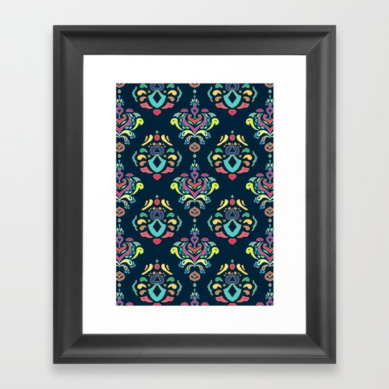 Doodle Damask Framed Art Print