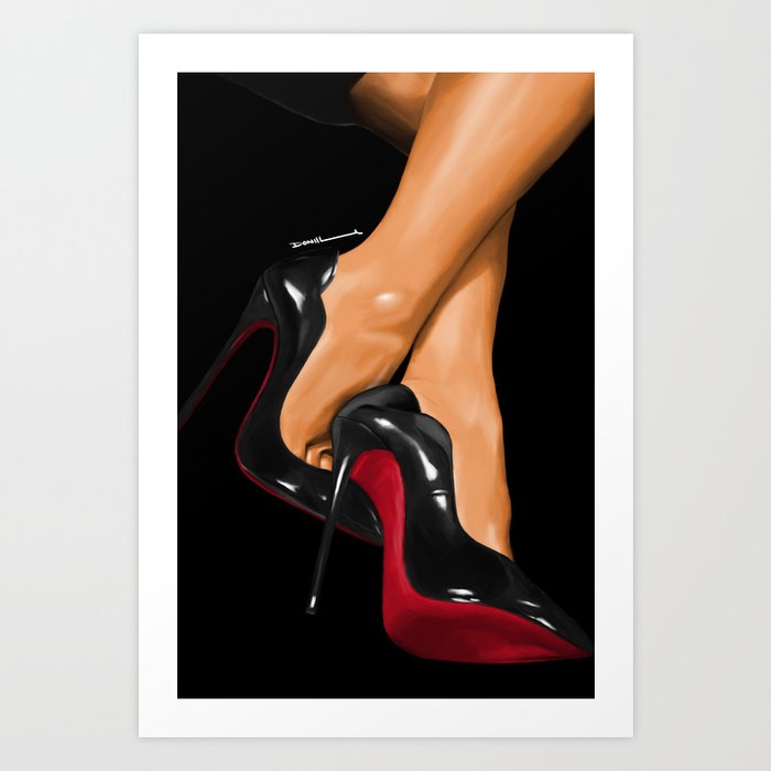 womens Red and black high heel shoes light skin version Art Print by ...