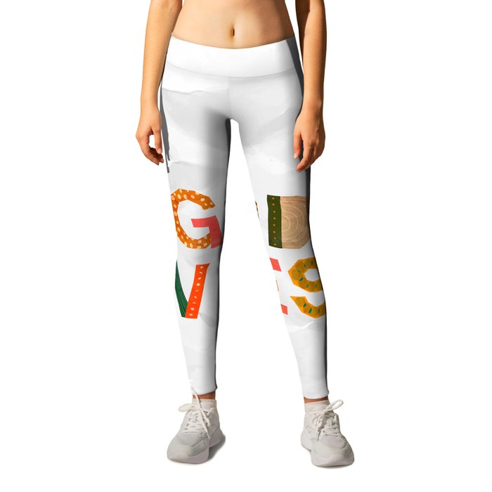 Good Vibration paper collage. Summer gifts. Leggings