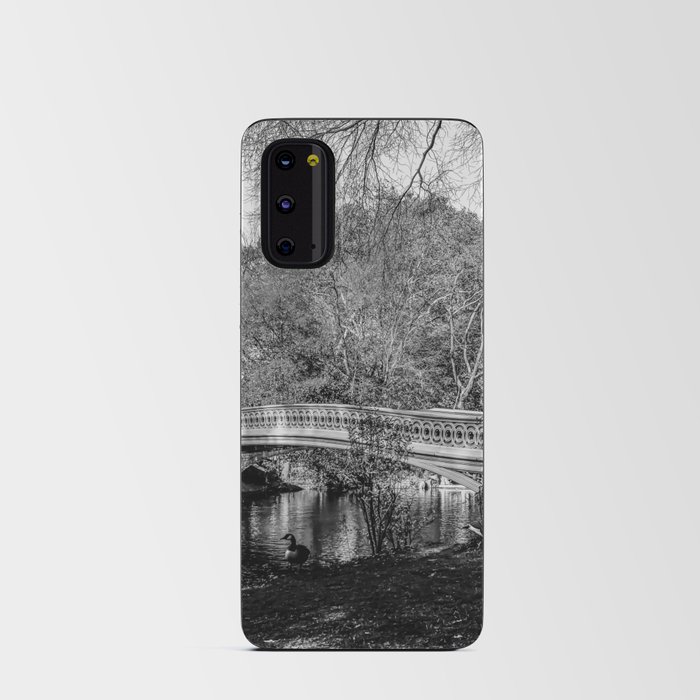 Autumn Fall in Central Park Bow Bridge in New York City black and white Android Card Case
