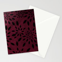 Black Leafs on Wine Red background Stationery Card