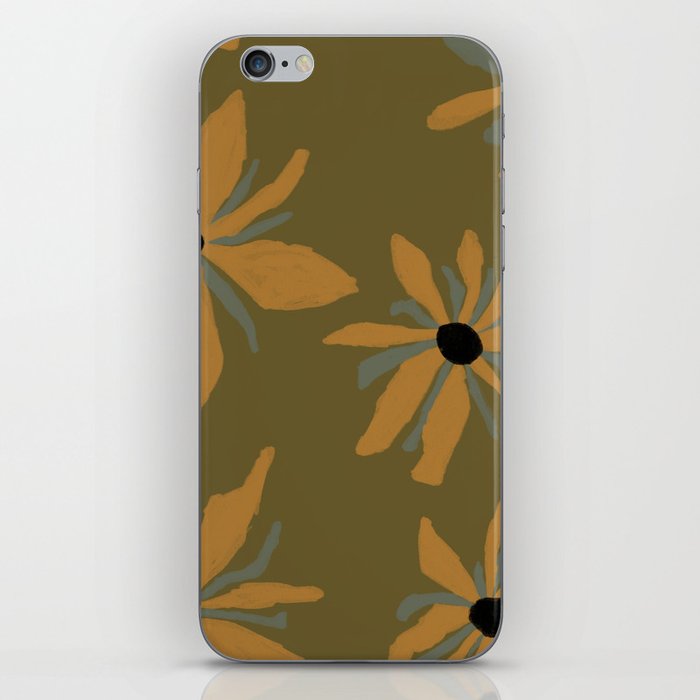 Ecelctic Sunflowers on Olive Green iPhone Skin