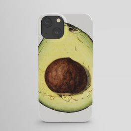 Vintage avocado cut in half illustration. iPhone Case