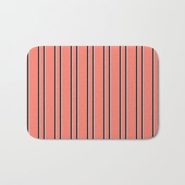 [ Thumbnail: Salmon, Grey & Black Colored Lines/Stripes Pattern Bath Mat ]