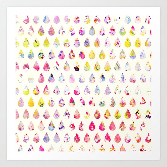 Rainbow Watercolor Polka Dots Abstract Drop Vector Art Print