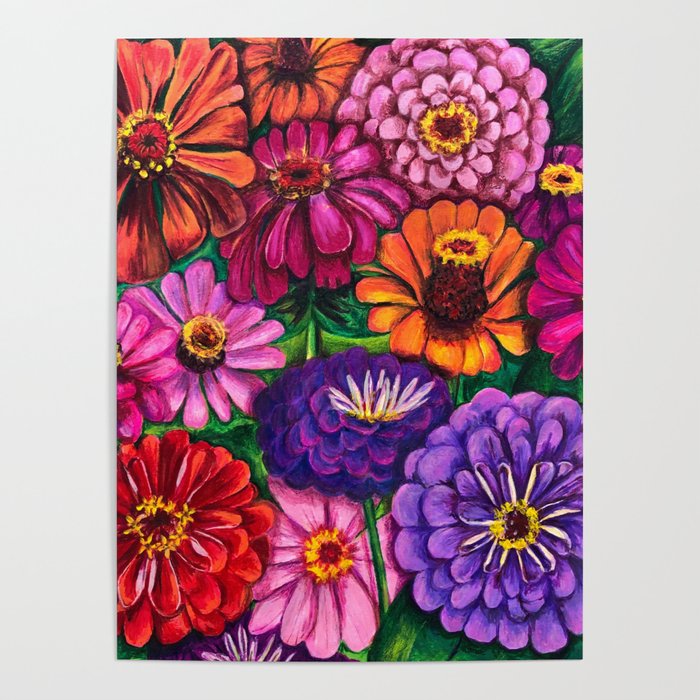 Zinnias  Poster