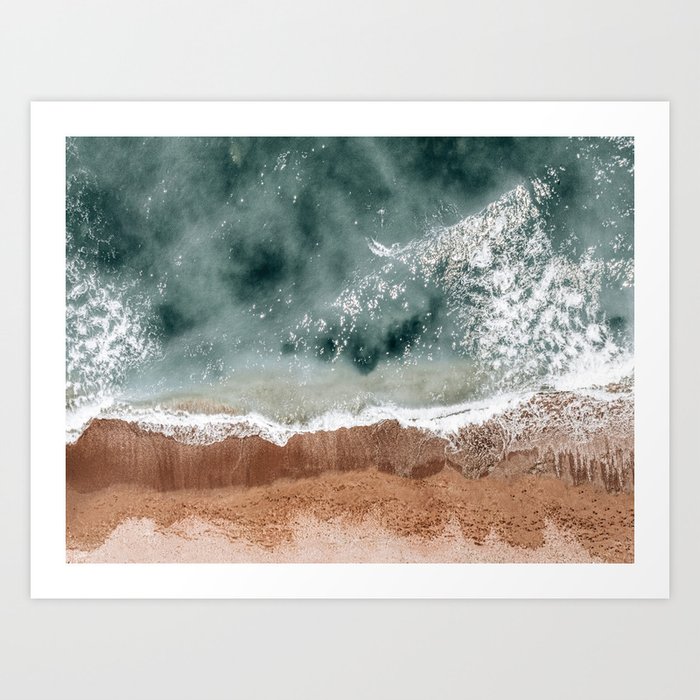 Aerial Ocean Print, Sea Waves Beach Print, Summer Vibes, Aerial Beach Print, Beach Photography Art Print