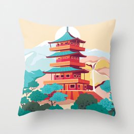 Japanese Castle Throw Pillow