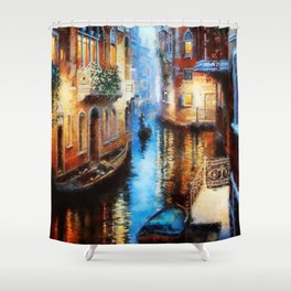 Venice Canal Digital Oil Painting Shower Curtain