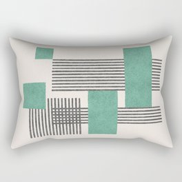 Stripes and Square Green Composition - Abstract Rectangular Pillow