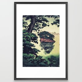 Autumn Rain in Yama - Summer Green Island Forest Ukiyoe Nature Landscape Framed Art Print