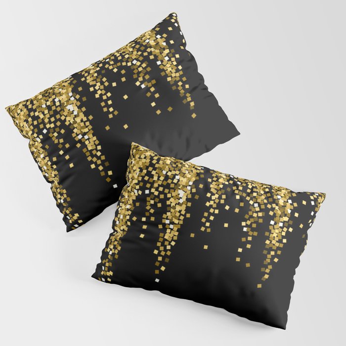 glitter gold and black Pillow Sham