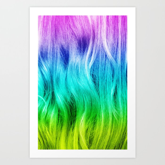 Vivid multicolored curly hair Art Print