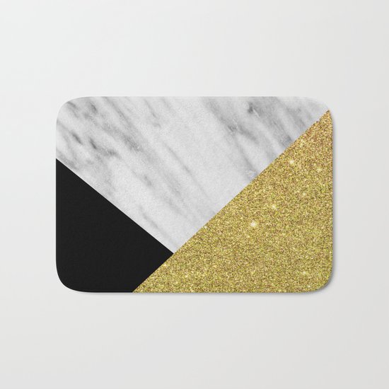 Marble & Gold Geometry Bath Mat