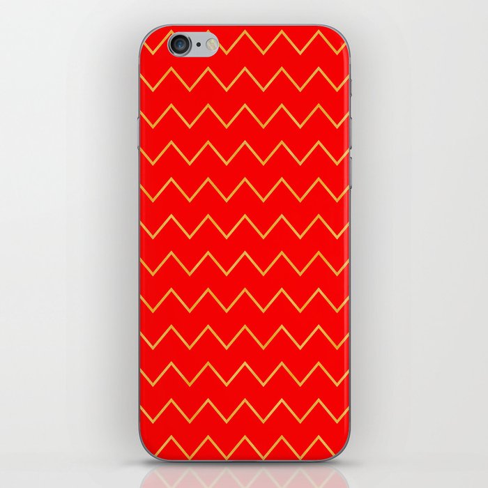 Gold And Red Zig-Zag Line Collection iPhone Skin