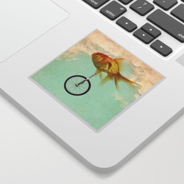 unicycle gold fish -2 Sticker